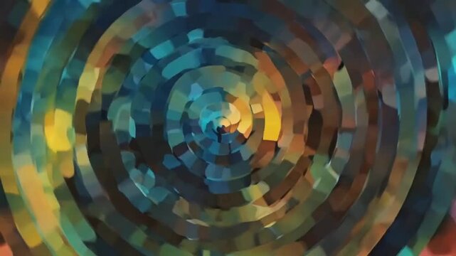 3D render of a trendy abstract geometric background featuring layered circular forms, rotating rings, and smooth mechanical parts in continuous motion. Clean modern design with soft gradients, subtle 