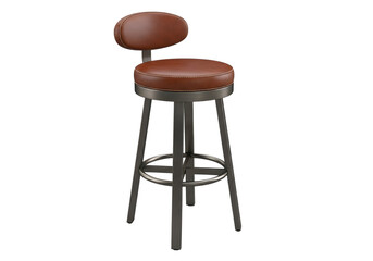 Brown leather bar stool isolated on transparent background