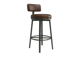 Brown leather bar stool isolated on transparent background