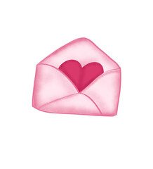 pink envelope with heart Valentine Day