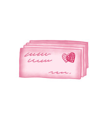Valentine pink envelope with stamp