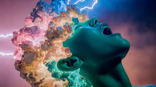 Stroboscopic light emotional burst with abstract stroboscopic light, stroboscopic light head explosion effect, stroboscopic light cinematic energy concept