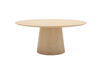 Modern round wooden table isolated on transparent background