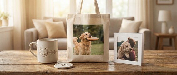 Joyful dog playing with toy in cozy living room heartwarming photo of pet love bright and inviting home environment captured from a welcoming viewpoint to highlight happiness