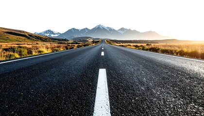Scenic Mountain Road Journey Towards the Horizon.