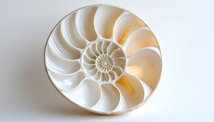 Obraz premium Circular White Spiral Shell Dish with Inner Etched Pattern