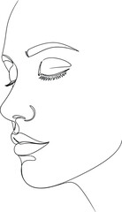Woman face line drawing profile view