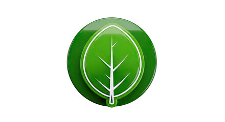 Green leaf icon with glossy effect