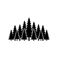 Obraz premium Flat pictogram of pine forest with multiple trees