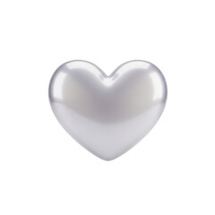 Fototapeta premium Glossy Pearl Heart Isolated on Transparent Background