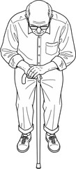 Elderly Man with Walking Cane