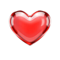 Fototapeta premium Red Glassy Heart Glowing Isolated on Transparent Background