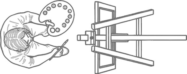 Artistic Skeleton and Easel