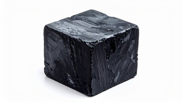 Dark Charcoal Block Solid Cube Texture on White Surface