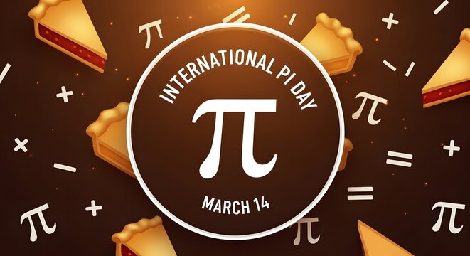 International pi day background with pi symbol and pies