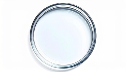 Circular Glass Jar Lid Shiny Metal Rim on White