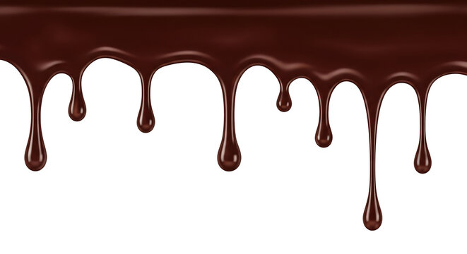 Dripping Dark Melted Chocolate Overlay isolated background