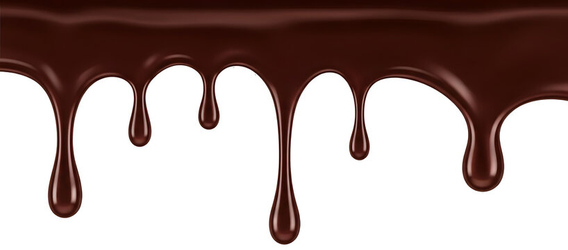 Dripping Dark Melted Chocolate Overlay isolated background
