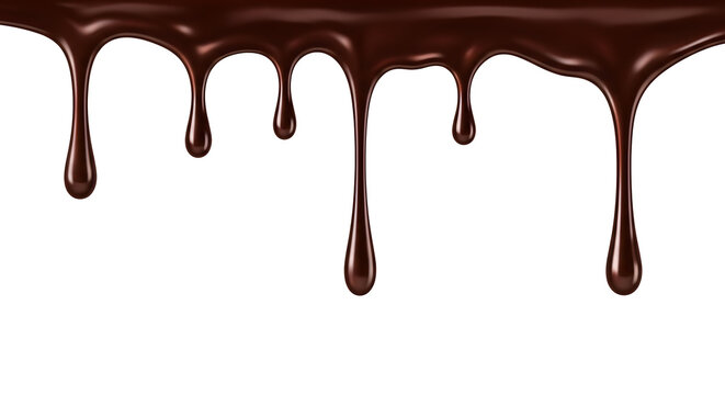 Dripping Dark Melted Chocolate Overlay isolated background