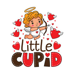 Cute Little Cupid with Hearts for Valentine's Day