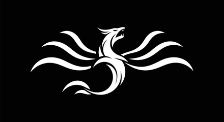 Naklejka premium Abstract phoenix silhouette on black