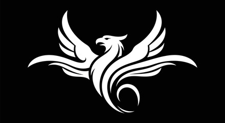 Obraz premium Abstract phoenix symbol on black background