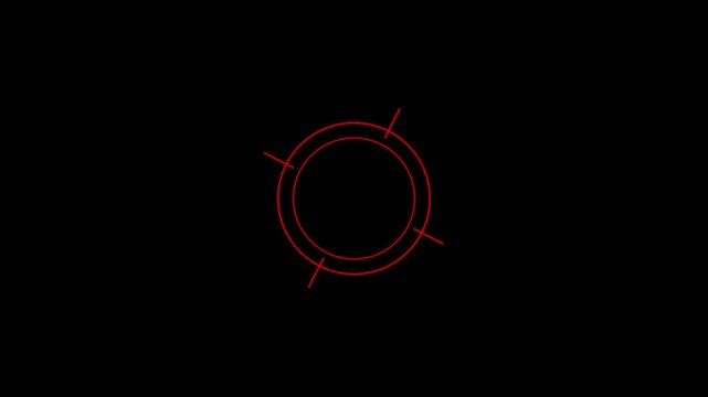 Red Sniper Scope Crosshair Targeting Reticle on Black Background for Action and Gaming Applications