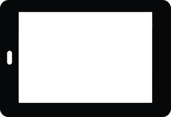 Obraz premium A black silhouette icon of a minimalist tablet computer in landscape mode