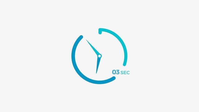 3 Second timer clock icon modern design concept 4k illustration.