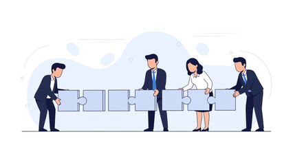 Fototapeta premium Teamwork Puzzle Pieces Business Collaboration Strategy Solution Graphic