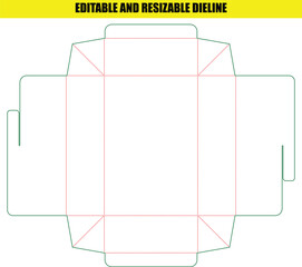Editable Resizable Dieline Template for Custom Packaging Folding Box Design
