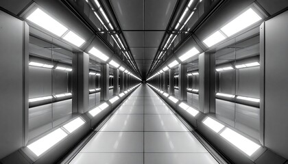 Futuristic Sci-Fi Corridor with Bright Lights and Metallic Walls.