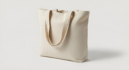 Beige canvas tote bag against a plain background
