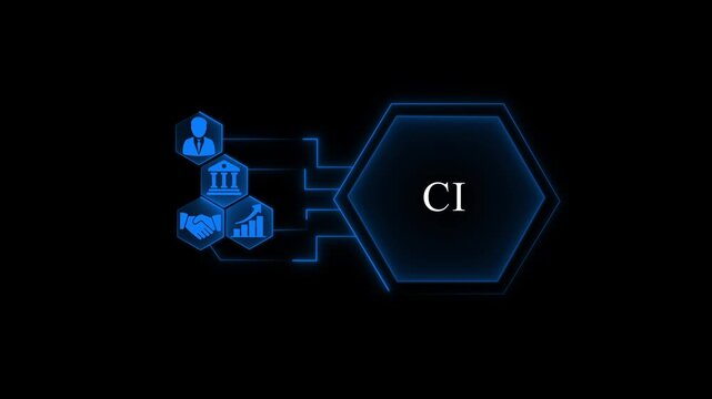 Corporate Identity Business Concept with C I and Interconnected Representing Growth Partnership and Finance on Dark Background