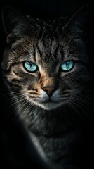 Mysterious Cat with Piercing Blue Eyes
