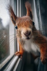 A Curious Squirrel's Window Visit
