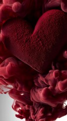 Textured Heart in Crimson Smoke