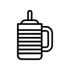 Obraz premium Minimalist vector illustration featuring a striped drinking mug, perfect for various beverage-related designs and modern icons for menus