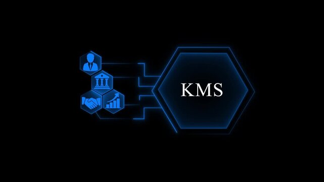 Futuristic K M S Technology Concept with Digital and Circuitry futuristic technology KMS concept digital circuitry glowing blue business technology