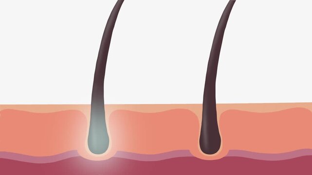 Applying hair serum drops to promote hair growth 4k animation, thicker hair