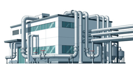 Fototapeta premium Industrial plant with pipes and complex network of tubes and valves for manufacturing and production processes