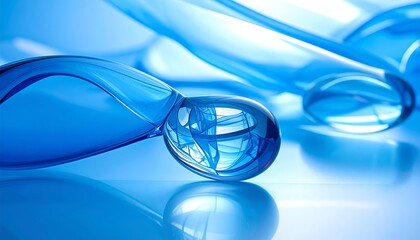 Close-up of Blue Liquid Droplets in Laboratory Setting.