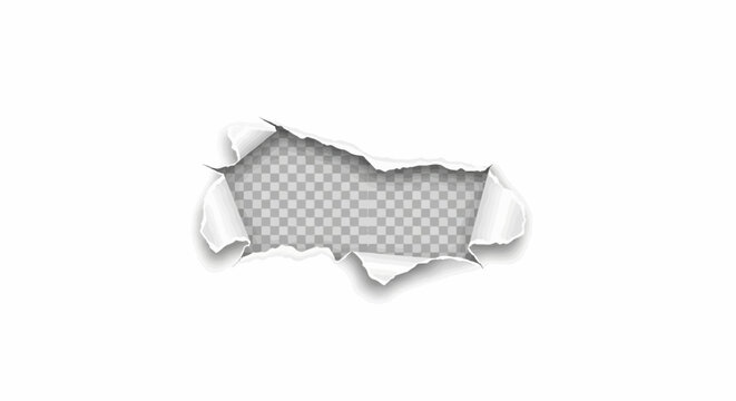 Ripped paper effect revealing a checkered transparent background