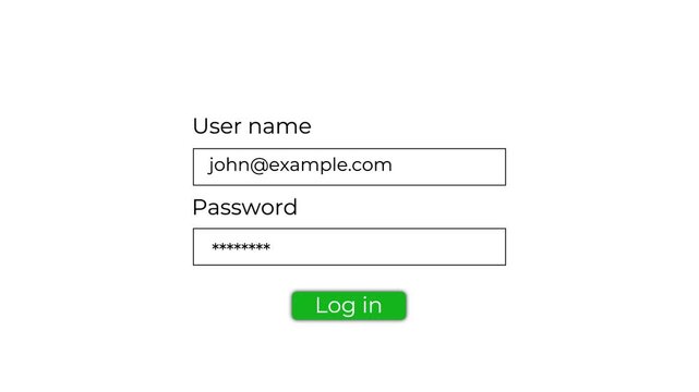 login button reveal for completed login form on white mode ui animation.