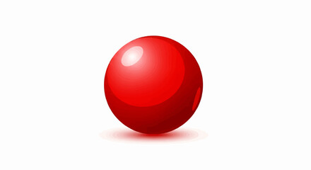 A bright red, glossy sphere casting a soft shadow on a white background