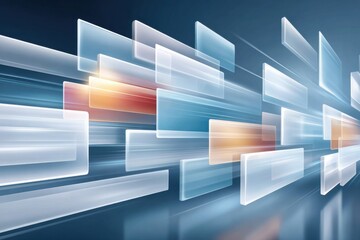 Fototapeta premium Abstract digital transformation concept with floating panels and light trails in modern technology