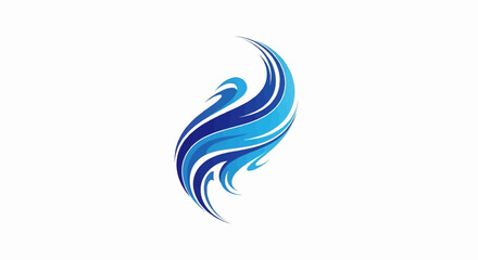 Naklejka premium Abstract blue waves or stylized bird wings against white background