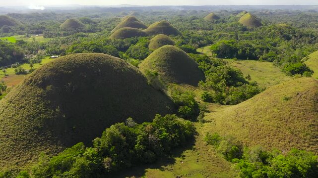 Chocolate Hills - one of the main attractions of the island of Bohol. Summer landscape in the Philippines.