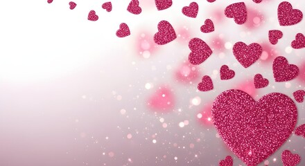Valentine's day sparkling hearts background with glittery red hearts for romantic celebrations and love