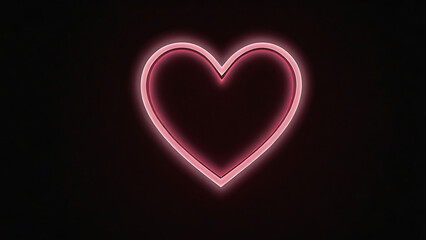 Retro Pink Neon Heart Outline Glowing in Darkness